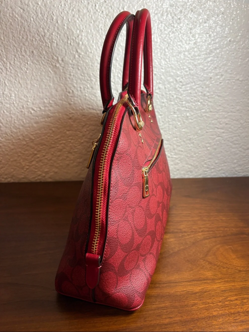 Coach 2558 Katy Satchel In Signature Canvas Red